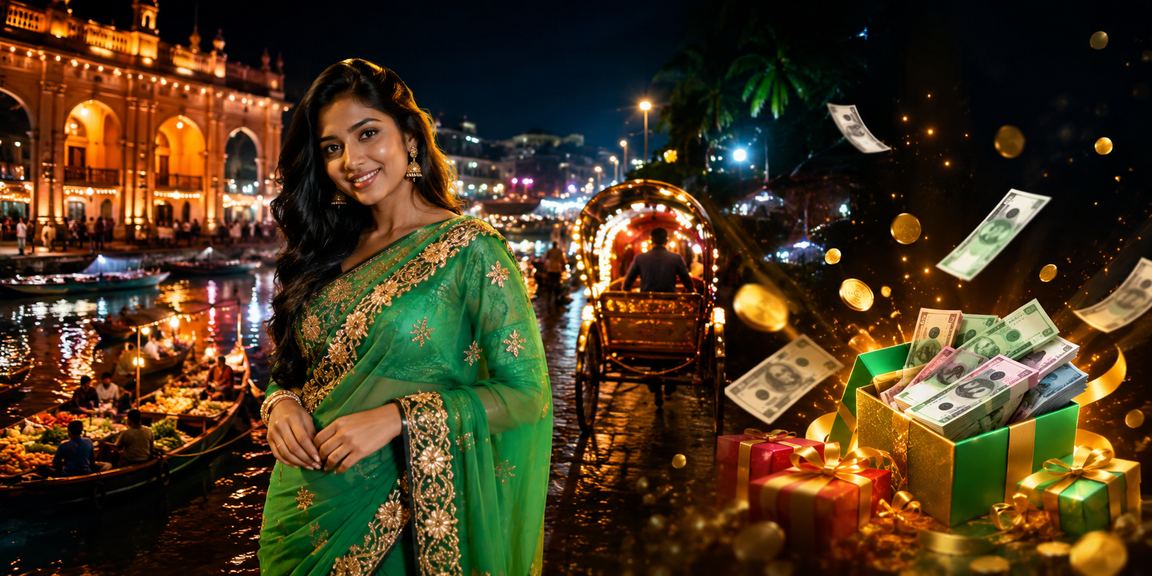 ঢাকায় বিনোদনমূলক ক্যাসিনো গেমে শাড়ি পরিহিত খেলোয়াড়